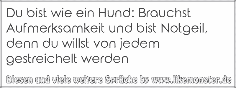 Du bist wie ein Hund Brauchst Aufmerksamkeit und bist Notgeil, denn du