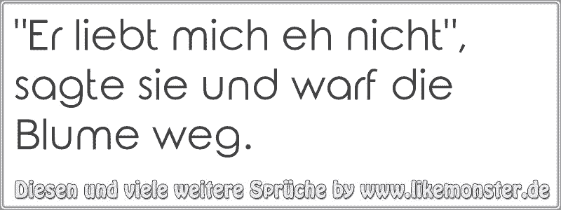 "Er liebt mich eh nicht", sagte sie und warf die Blume weg. Tolle