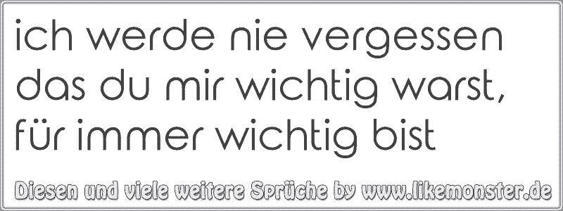 Ich Werde Nie Vergessen Das Du Mir Wichtig Warst Für Immer Wichtig Bist Tolle Sprüche Und 