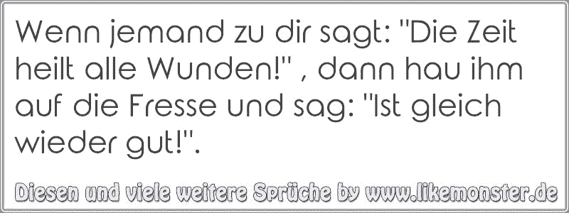 Wenn jemand zu dir sagt "Die Zeit heilt alle Wunden!" , dann hau ihm