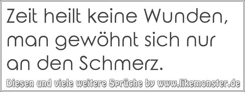 Zeit heilt keine Wunden, man gewöhnt sich nur an den Schmerz. Tolle