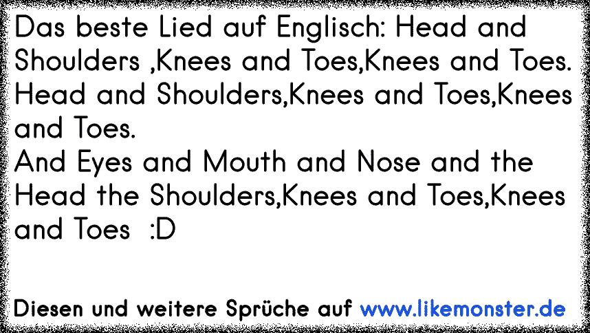 Das Beste Lied Auf Englisch Head And Shoulders Knees And