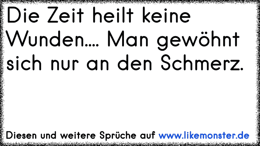 Die Zeit heilt keine Wunden.... Man gewöhnt sich nur an den Schmerz