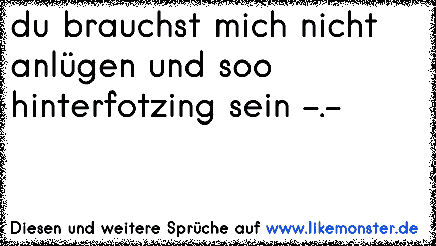 du brauchst mich nicht anlügen und soo hinterfotzing sein . Tolle