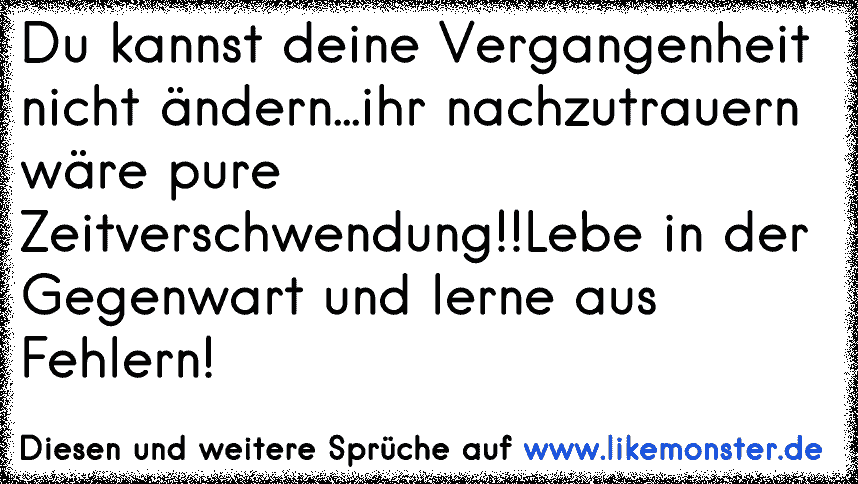 Lebe für die Zukunft den die Vergangenheit kannst du nicht ändern