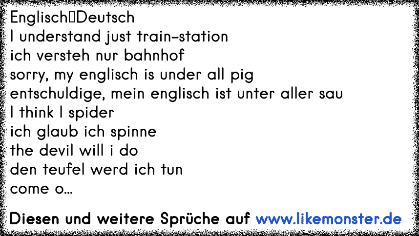 EnglischDeutschI Understand Just Train-stationich Versteh Nur ...