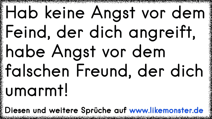 Hab Keine Angst Vor Dem Feind Der Dich Angreift Habe Angst Vor Dem Falschen Freund Der Dich Umarmt Tolle Spruche Und Zitate Auf Www Likemonster De