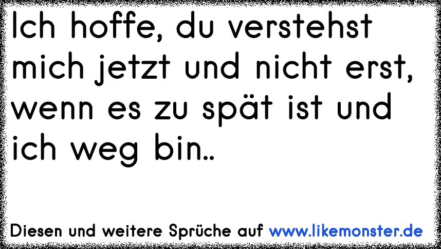 Ich hoffe, du verstehst mich jetzt und nicht erst, wenn es zu spät ist