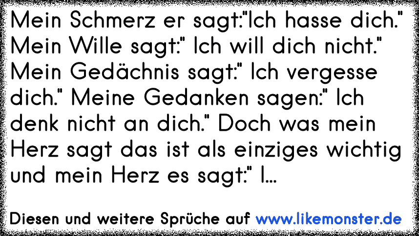 Mein Schmerz er sagt"Ich hasse dich." Mein Wille sagt" Ich will dich