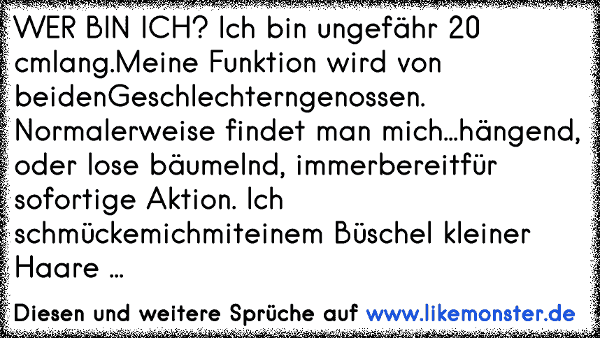 WER BIN ICH? Ich bin ungefähr 20 cmlang.Meine Funktion wird von